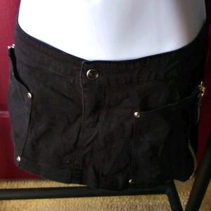 Small Black Denim Dog Pile Mini Skirt